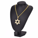 Mens 14k Gold over no Fade Stainless Steel Star Of David Bling Pendant Chain Necklace