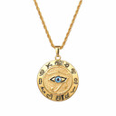 No Fade 14k Gold over Stainless Steel Eye Of Horus Ancient African Pendant Chain Necklace 