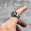 No Fade Stainless Steel Devils Eye Gemstone Snake Serpent Rings