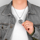 Mens No Fade Stainless Steel St Michael Archangel Spiritual Pendant Chain Necklace