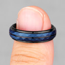 Mens No Fade Gentleman's Tungsten Black Blue Rhombus Luxury Rings