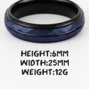 Mens No Fade Gentleman's Tungsten Black Blue Rhombus Luxury Rings