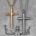 Mens Street Wear No Fade Stainless Steel Dragon Scale Cross Pendant Chains