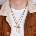 Mens Street Wear No Fade Stainless Steel Dragon Scale Cross Pendant Chains