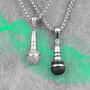 Mens No Fade Stainless Steel Iced Micro Phone Bling Pendant Chain Necklace