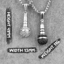 Mens No Fade Stainless Steel Iced Micro Phone Bling Pendant Chain Necklace