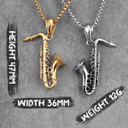 14k Gold Silver Over No Fade Stainless Steel Cool Saxophone Pendant Chain Necklace