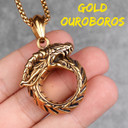 Mens Silver 14k Gold Black No Fade Stainless Steel Ouroboros Snake Serpent Pendant Chain