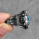 Mens No Fade Demon Evil Eye Silver Stainless Steel Personality Rings