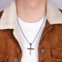 Mens No Fade Silver Stainless Steel Baseball Bat Cross Pendant Chain Necklace