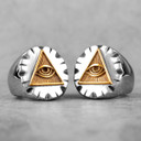 All Seeing Eye No Fade Stainless Steel 14k Gold Accented Illuminati Triangle Rings