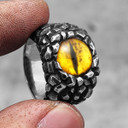 Mens No Fade Silver Stainless Steel Red Yellow Devil's Eye Rings