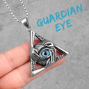 Mens Stainless Steel Eye Of the Guardian Triangle No Fade Pendant Chain Necklace