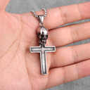Mens Silver No Fade Stainless Steel Skull Cross Street Wear Pendant Chain Necklace