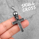 Mens Silver No Fade Stainless Steel Skull Cross Street Wear Pendant Chain Necklace