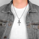 Mens Silver No Fade Stainless Steel Skull Cross Street Wear Pendant Chain Necklace