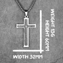 Square Cut Mens No Fade Stainless Steel Spanish Prayer Cross Pendant Chain
