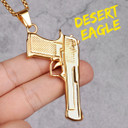 Hip Hop 14k Gold Silver Stainless Steel No Fade Desert Eagle Gun Pendant