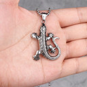 Silver No Fade Stainless Steel Gecko Lizard Reptile Pendant Chain Necklace