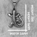 Silver No Fade Stainless Steel Gecko Lizard Reptile Pendant Chain Necklace