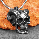 Mens Stainless Steel No Fade Devil Satan Horns Street Wear Pendant Chain Necklace