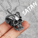Mens Stainless Steel No Fade Devil Satan Horns Street Wear Pendant Chain Necklace