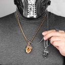 Mens 14k Gold Black Hematite No Fade Stainless Steel Lion King Hip Hop Pendant