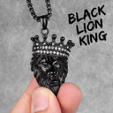 Mens 14k Gold Black Hematite No Fade Stainless Steel Lion King Hip Hop Pendant