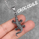 Mens Street Wear No Fade Stainless Steel Crocodile Pendant Chain Necklace