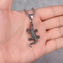 Mens Street Wear No Fade Stainless Steel Crocodile Pendant Chain Necklace