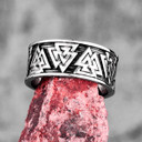 Mens 316L Stainless Steel Odin's Triangle Viking Symbol Mythology Street Wear Rings