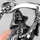 Grim Reaper No Fade Silver Stainless Steel Scythe Pendant Chain Necklace