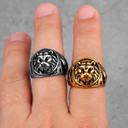 Mens King Of The Jungle 316L 14k Gold Silver No Fade Stainless Steel Street Wear Rings