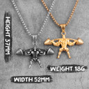 Mens 316L Stainless Steel Fitness Leg Day Street Wear Pendant Chain Necklace
