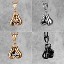 Mens Street Wear No Fade 316L Black Silver 14k Gold Boxing Gloves Pendant Chains