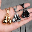 Mens Street Wear No Fade 316L Black Silver 14k Gold Boxing Gloves Pendant Chains