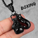 Mens Street Wear No Fade 316L Black Silver 14k Gold Boxing Gloves Pendant Chains