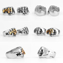 Mens No Fade Stainless Steel 14k Gold Accents FW Hip Hop Street Wear Rings