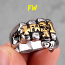 Mens No Fade Stainless Steel 14k Gold Accents FW Hip Hop Street Wear Rings