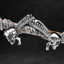 Mens No Fade Stainless Steel Skull Spine Pendant Chain Necklace 