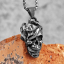 Mens Hip Hop Snake Skull 316L No Fade Stainless Steel Pendant Chain Necklace