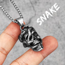 Mens Hip Hop Snake Skull 316L No Fade Stainless Steel Pendant Chain Necklace