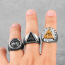 316L No Fade Stainless Steel Eye Of God Mens Street Wear Hip Hop Rings