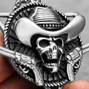 Mens Hip Hop 316L No Fade Stainless Steel Skull Cowboy Pendant Chain Necklace