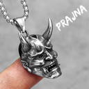 Men's Stainless Steel Devil Horns Prajna Piece Street Wear Pendant Chain Necklaces