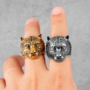 Mens Dominant Male Alpha Tiger No Fade 14k Gold Silver Stainless Steel Rings