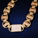 Mens Hip Hop 24k Gold Coffee Bean Clusters G-Link Blinged Out Chain Necklace