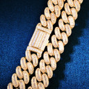 Mens 13mm Blinged Baguette 18k Gold 925 Silver Hip Hop Miami Cuban Link Chain Necklaces