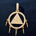 18k Gold 925 Silver All Seeing Eye Millennium Wisdom Wheel Hip Hop Pendant Chain Necklace