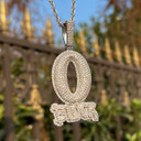 Men's O Block Flooded Ice 24k Gold 925 Silver Iced Blinged Out Pendant Chain Necklace